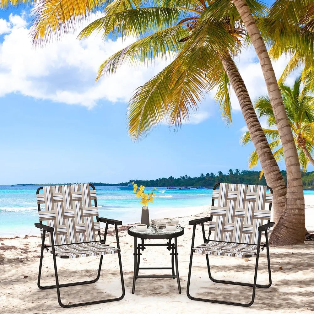Beach Chairs for Adults 6-Pack - Camping Chair with Steel Frame, Lightweight Folding Directors Chair, Outdoor Webbing Chair Vibrant Vaults