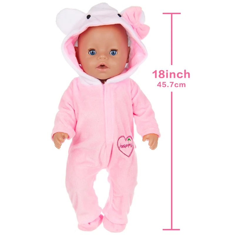 18Inch/45cm Popular American Doll Clothes Set Fit Reborn Doll Pink Blue Red Cat Clothes Pajamas Accessory Doll Clothes Girl Gift Vibrant Vaults