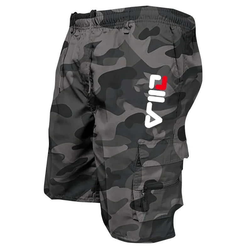 Men's Cargo Shorts Print Multiple Pockets Fashion Drawstring Loose Sportswear Summer Fitness Jogger Training Tactical Shorts Vibrant Vaults