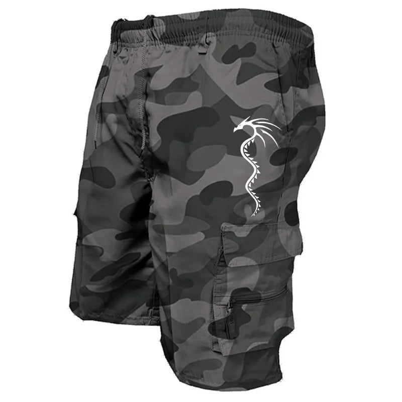 Men's Cargo Shorts Casual Tactical Shorts Fashionable Printed Dragon Camouflage Shorts Spring and Summer Men's Wear Vibrant Vaults