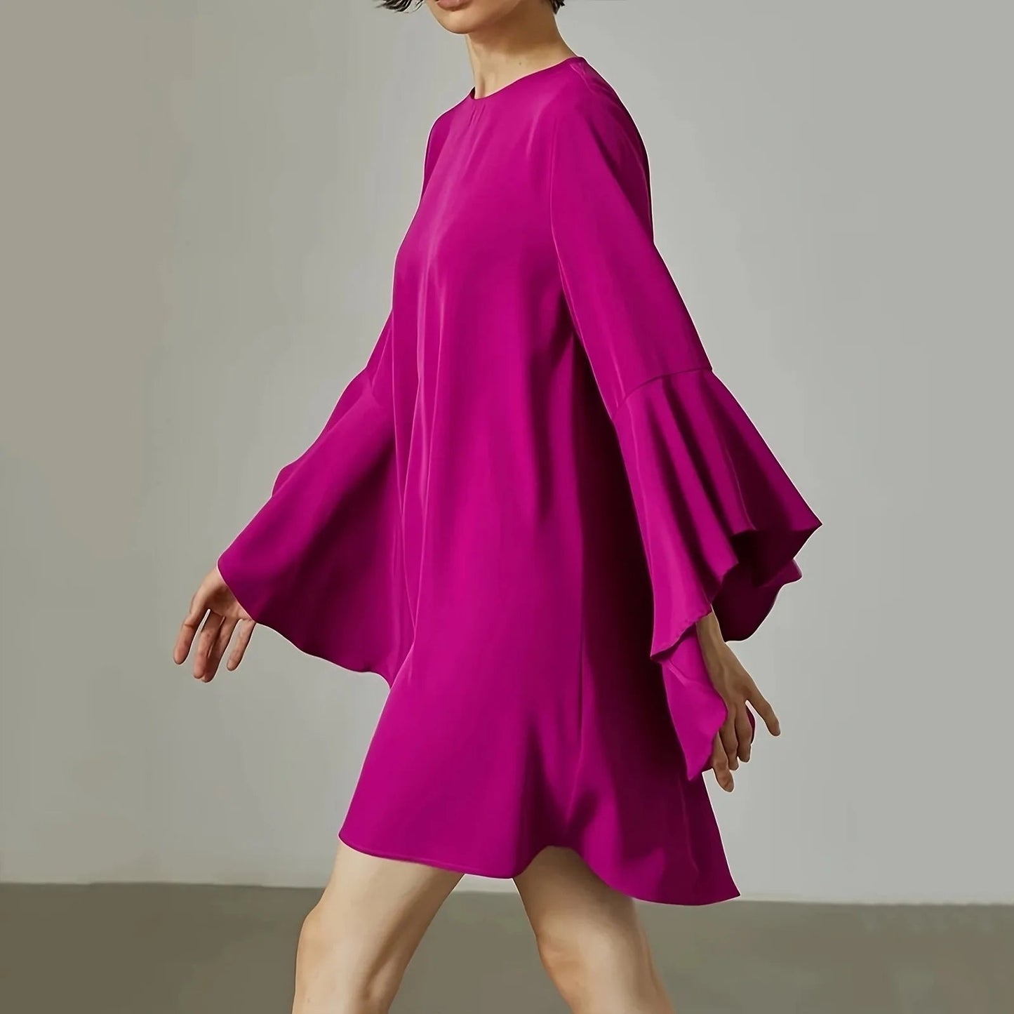 Spring Summer Women Solid Dress Fashion O Neck Ruffles Loose Casual Dresses For Woman Robe Femme 2024 New Elegant Vestidos Vibrant Vaults