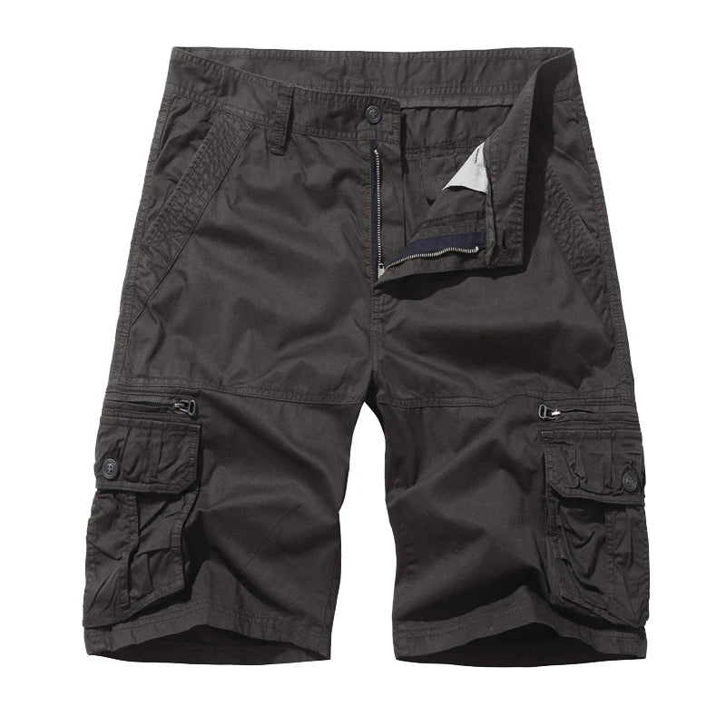 Summer New Men's Cotton Cargo Shorts Fashion Khaki Multi-Pocket Casual Short Pants Loose Large Size Comfortable Shorts Men Vibrant Vaults