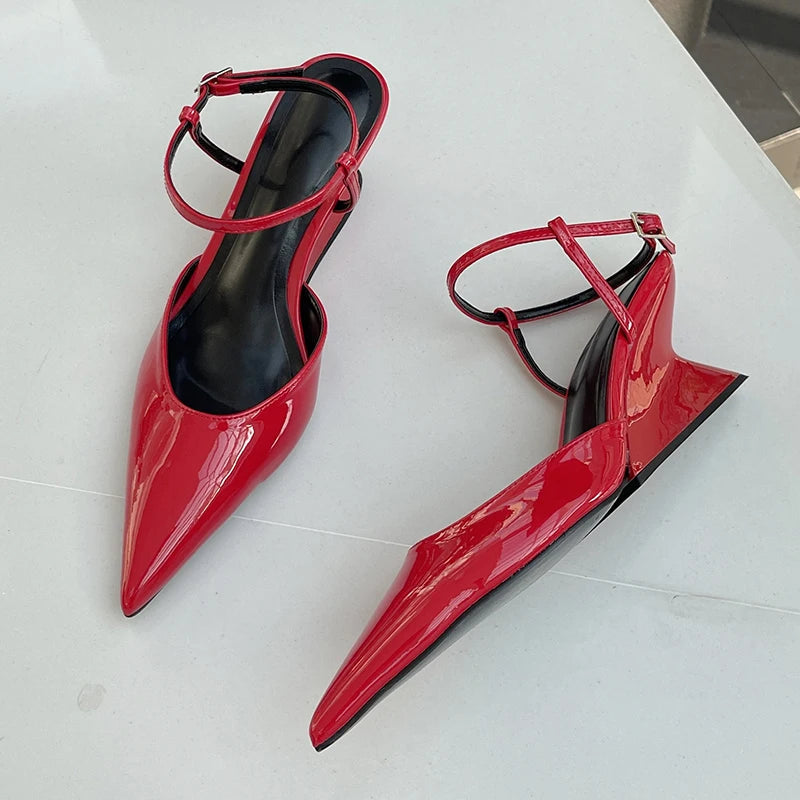Pointed Toe Pumps Women Sandals High Heels Spring Summer Female Wedges Footwear Fashion Design Ladies Strange Heel Shoes Vibrant Vaults