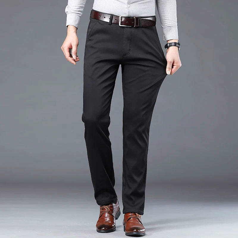Spring Summer New Men‘s Suit Pants Dress Pant Business Office Cotton Classic Black Blue Trousers Male Plus Size 40 Vibrant Vaults