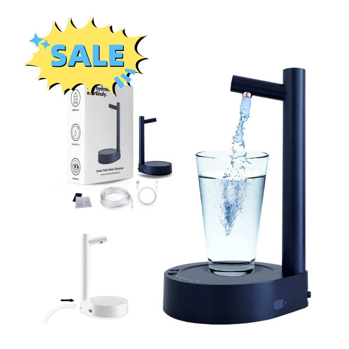 Desk Dispenser Electric Water Gallon Automatic Water Bottle Dispenser Rechargeable Water Dispenser Vibrant Vaults