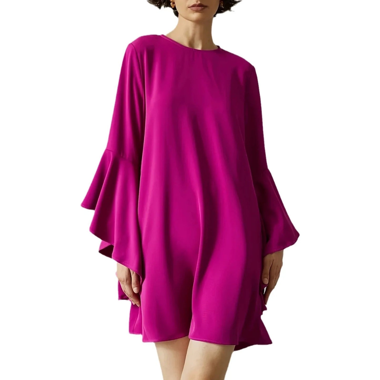 Spring Summer Women Solid Dress Fashion O Neck Ruffles Loose Casual Dresses For Woman Robe Femme 2024 New Elegant Vestidos Vibrant Vaults