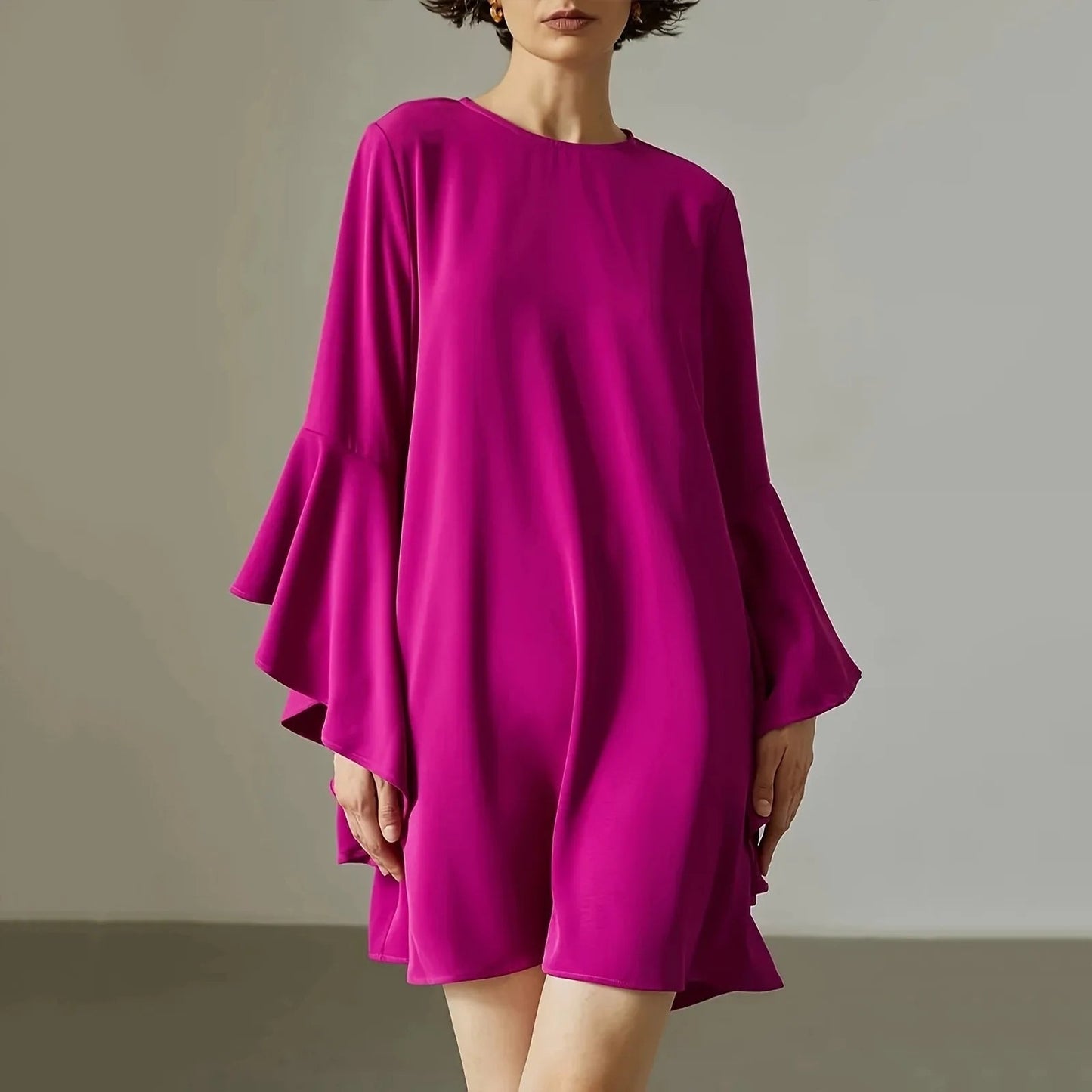 Spring Summer Women Solid Dress Fashion O Neck Ruffles Loose Casual Dresses For Woman Robe Femme 2024 New Elegant Vestidos Vibrant Vaults