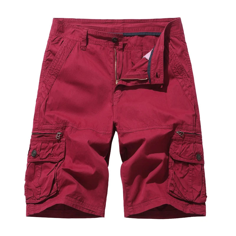 Summer New Men's Cotton Cargo Shorts Fashion Khaki Multi-Pocket Casual Short Pants Loose Large Size Comfortable Shorts Men Vibrant Vaults