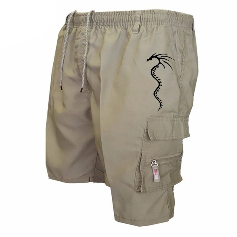 Men's Cargo Shorts Casual Tactical Shorts Fashionable Printed Dragon Camouflage Shorts Spring and Summer Men's Wear Vibrant Vaults