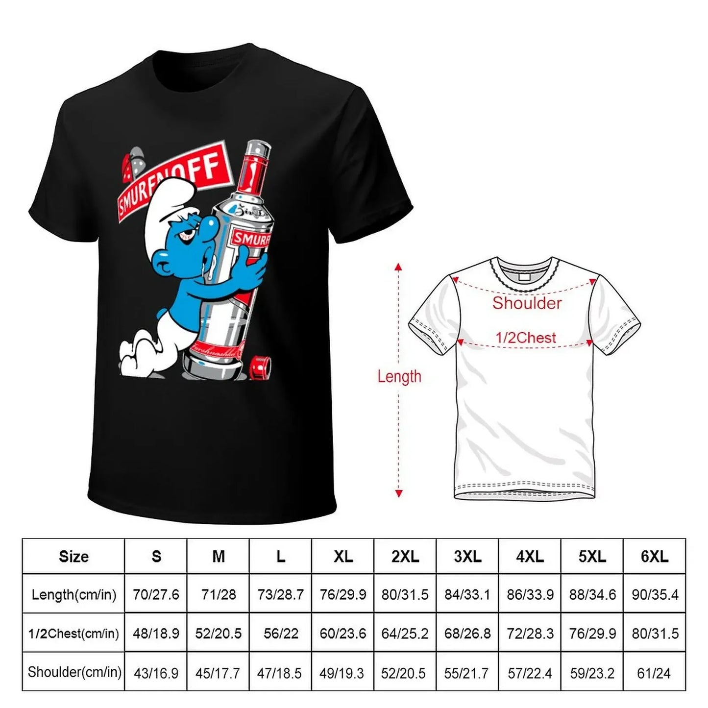 Smurfnoff Cartoon Funny T-Shirt korean fashion sweat mens graphic t-shirts anime