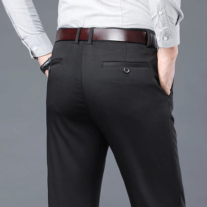 Spring Summer New Men‘s Suit Pants Dress Pant Business Office Cotton Classic Black Blue Trousers Male Plus Size 40