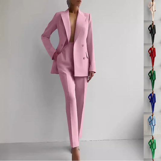 Casual Suits Fashion Long Sleeve Single-breasted Jacket Top And Slim Fit Trousers Women's Business Suits Vibrant Vaults