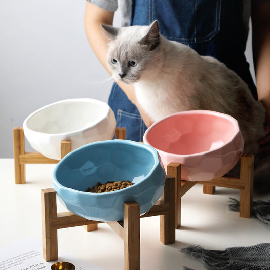 Pet bowl oblique mouth cat bowl food bowl dog bowl method bucket food bowl Vibrant Vaults