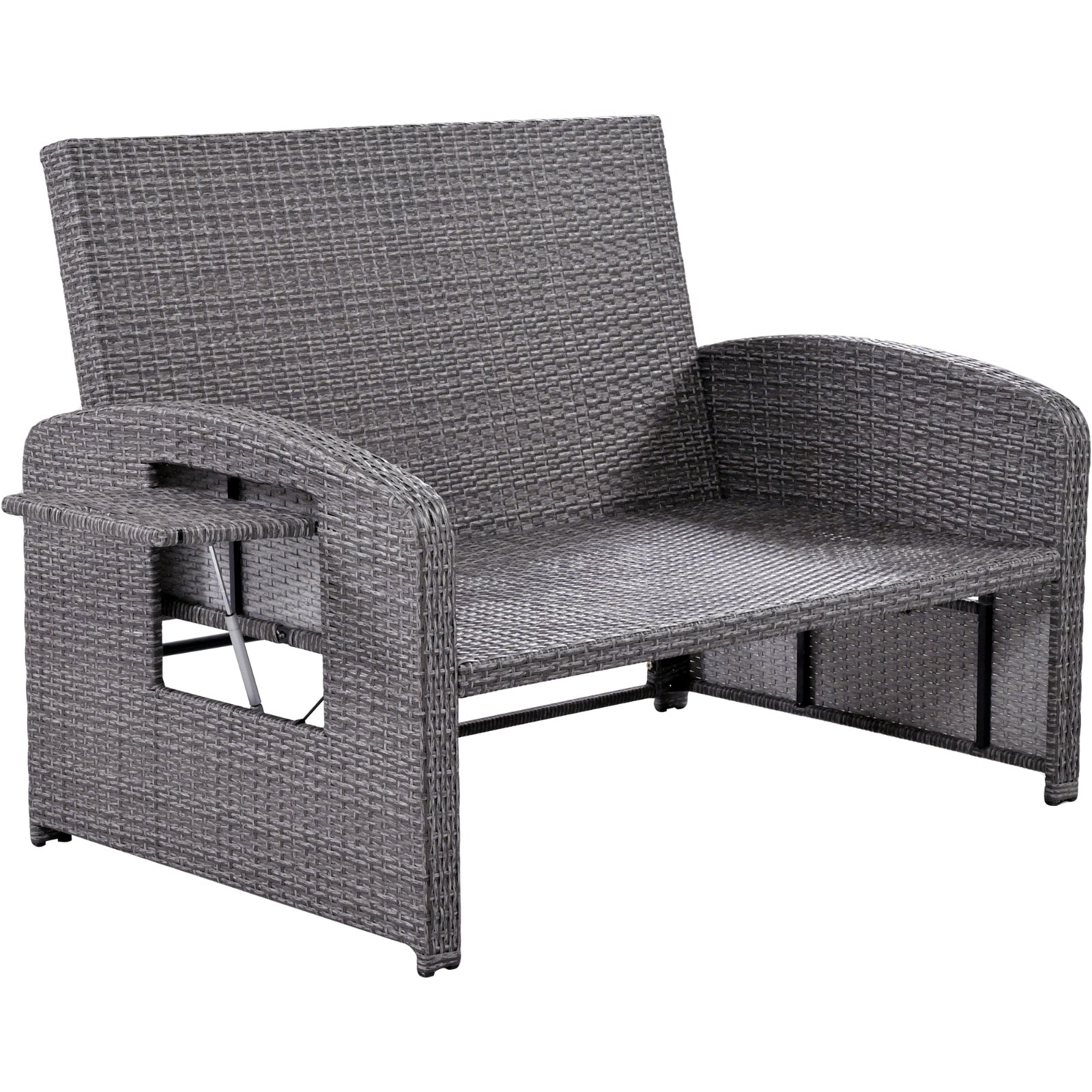 TOPMAX PE Wicker Rattan Double Chaise Lounge, 2-Person Adjustable Daybed Vibrant Vaults