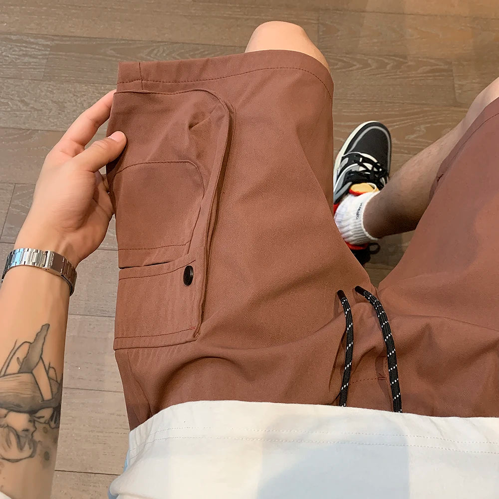 Korean Streetwear Cargo Shorts for Men 2024 Summer Y2K New Multi Big Pocket Retro Casual Loose Shorts Men Versatile Summer Short