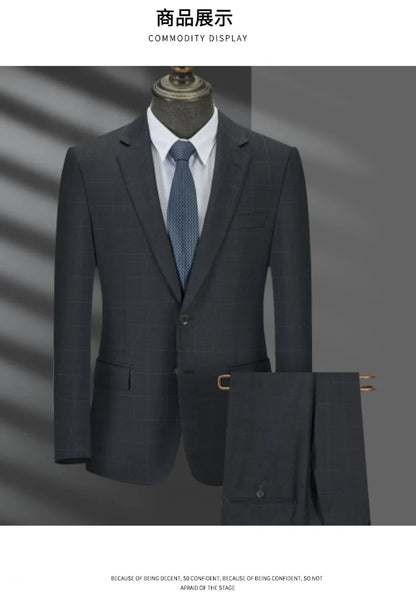 Stylish luxury high quality men's suit with trousers, casual configuration, selected high quality fabrics 7190