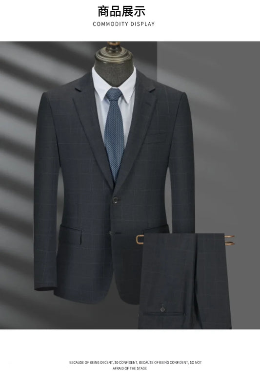 Stylish luxury high quality men's suit with trousers, casual configuration, selected high quality fabrics 7190