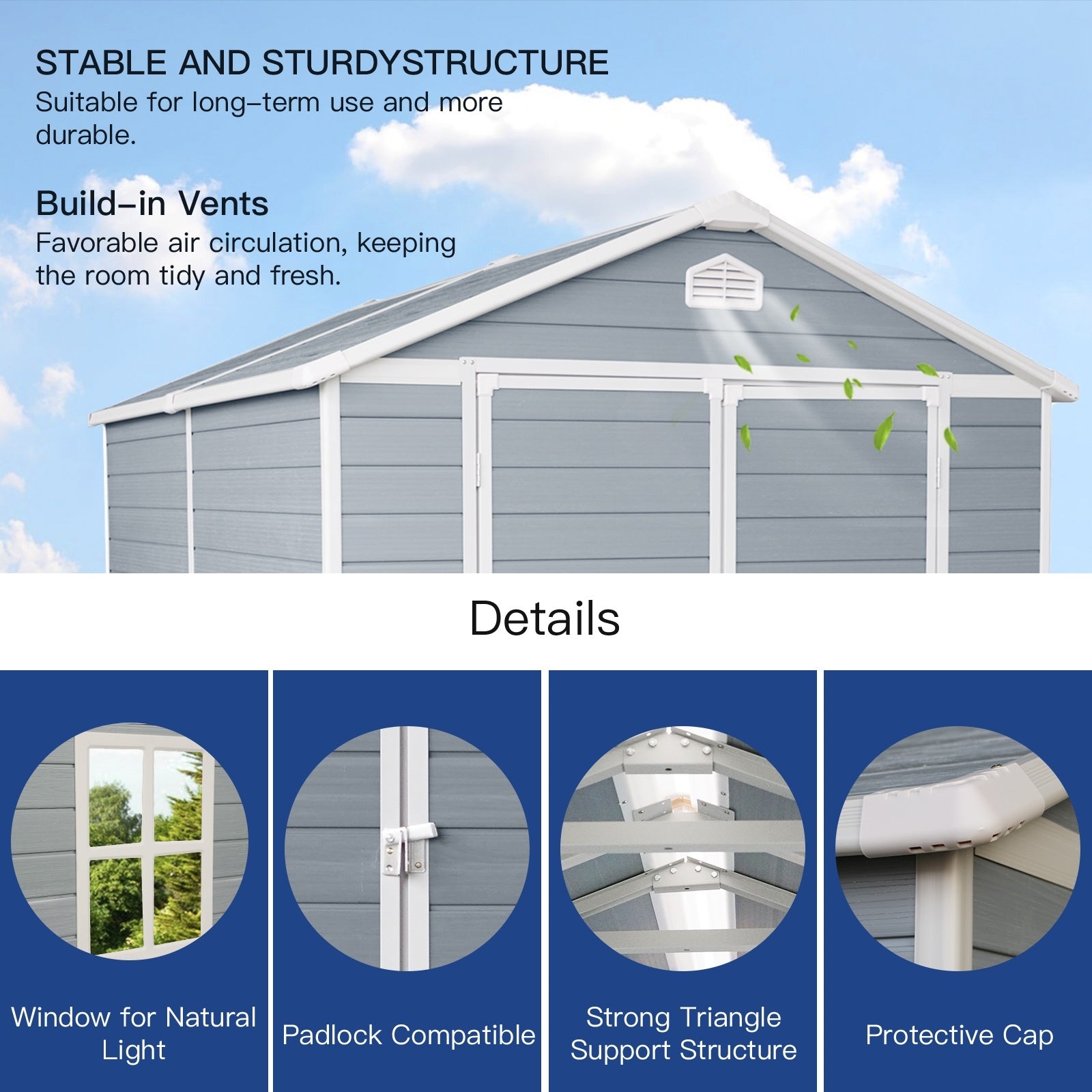 8x6ft Resin Outdoor Storage Shed Kit-Perfect To Store Patio Furniture,Grey Vibrant Vaults