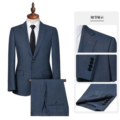 Stylish luxury high quality men's suit with trousers, casual configuration, selected high quality fabrics 7190