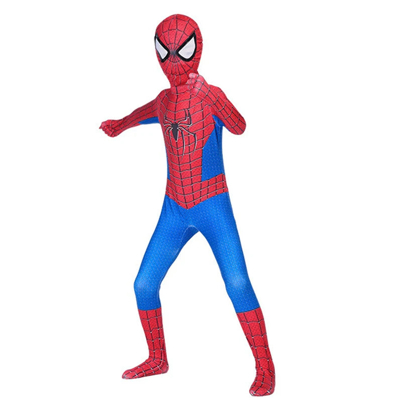 High Quality Superhero Spidermans Costume Bodysuit For Kids Adult Spandex Zentai Halloween Party Cosplay Jumpsuit 3D Style