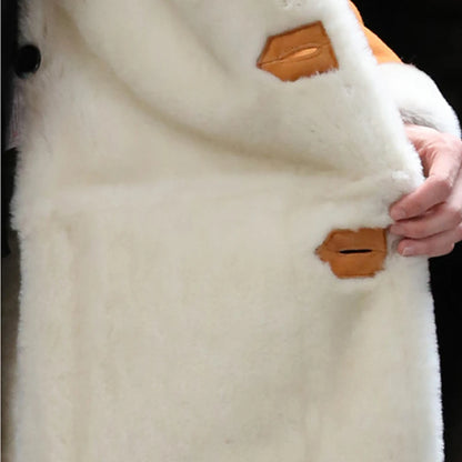 Soft Comfortable Sheepskin Fur Shearling Coat Yellow Winter Medium Long Real Fur Coat Men Warm Genuine Leather Suedue Jackets