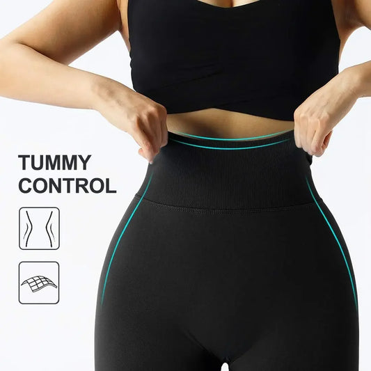 Seamless Knitted Leggings Fitness GYM Pants Women's High Waist Leggings Hips Tight Peach Buttocks High Waist Nude Yoga Pants