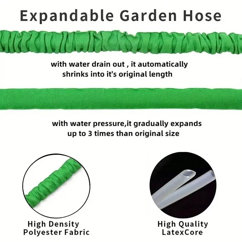 25FT-200FT Garden Hose Expandable Magic Water Pipes Home Garden Daily Watering Tools High-Pressure Car Wash Cleaning Water Gun Vibrant Vaults