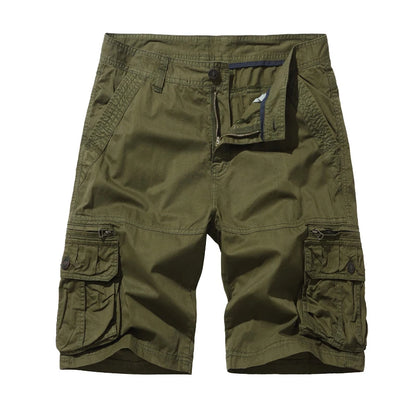 Summer New Men's Cotton Cargo Shorts Fashion Khaki Multi-Pocket Casual Short Pants Loose Large Size Comfortable Shorts Men