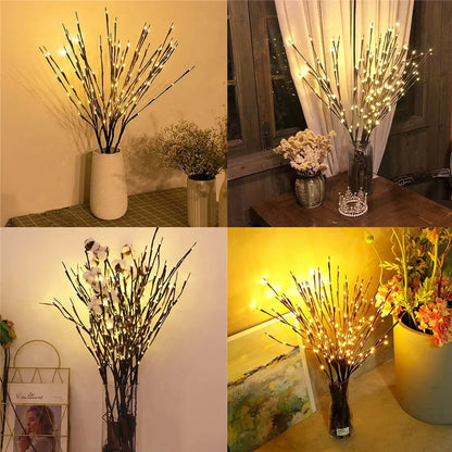 20 Bulbs LED Sakura Willow Branch Lights Lamp Natural Vase Filler Willow Twig Lighted Branch Christmas Wedding Decorative Lights