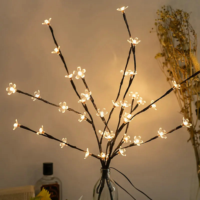 20 Bulbs LED Sakura Willow Branch Lights Lamp Natural Vase Filler Willow Twig Lighted Branch Christmas Wedding Decorative Lights