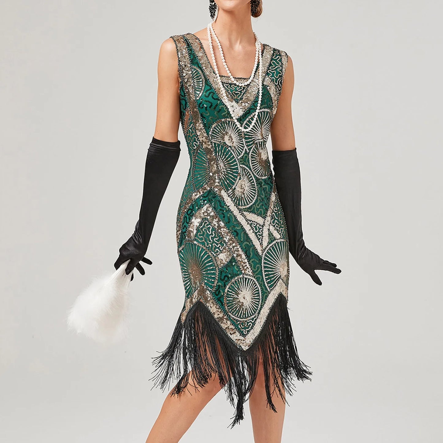 Vintage 1920s Flapper Great Gatsby Dress O-Neck Cap Sleeve Sequin Fringe Party Midi Dress 2024 Summer Dress Vestidos