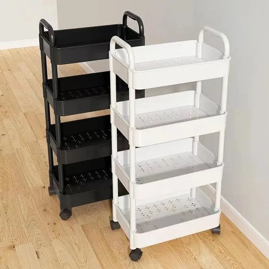 Household Multi-layer Small Cart Storage Rack Floor To Floor Kitchen Bedroom Bathroom Storage Rack Storage Rack With Wheels Vibrant Vaults