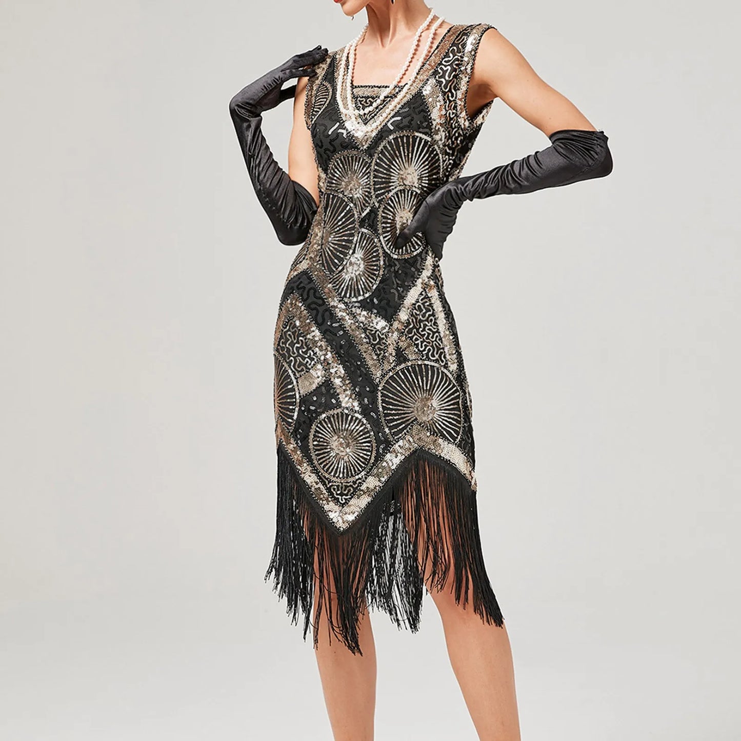 Vintage 1920s Flapper Great Gatsby Dress O-Neck Cap Sleeve Sequin Fringe Party Midi Dress 2024 Summer Dress Vestidos