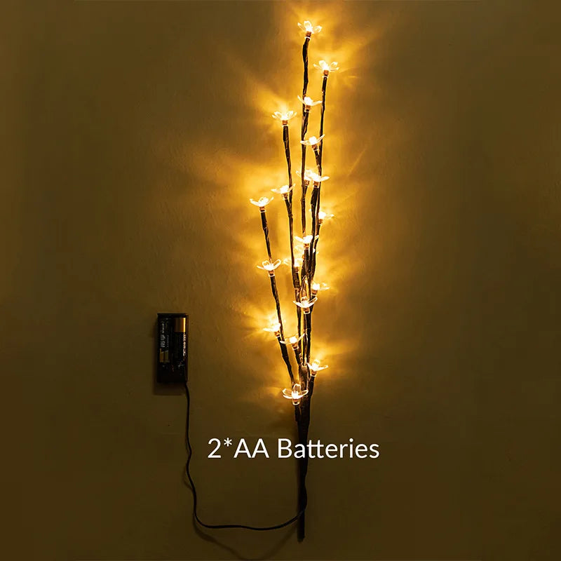 20 Bulbs LED Sakura Willow Branch Lights Lamp Natural Vase Filler Willow Twig Lighted Branch Christmas Wedding Decorative Lights