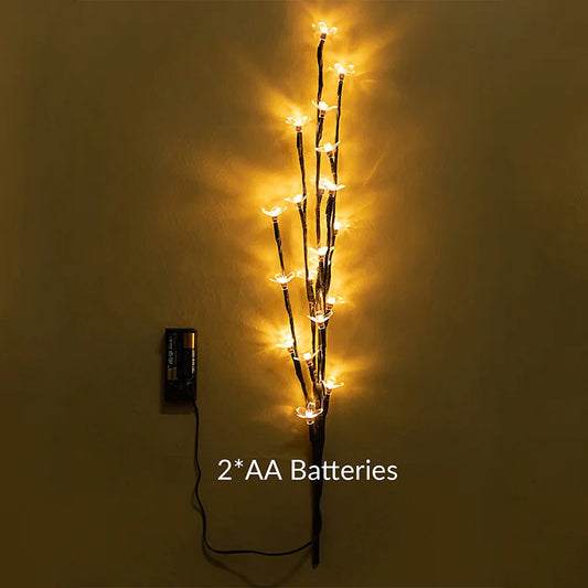 20 Bulbs LED Sakura Willow Branch Lights Lamp Natural Vase Filler Willow Twig Lighted Branch Christmas Wedding Decorative Lights