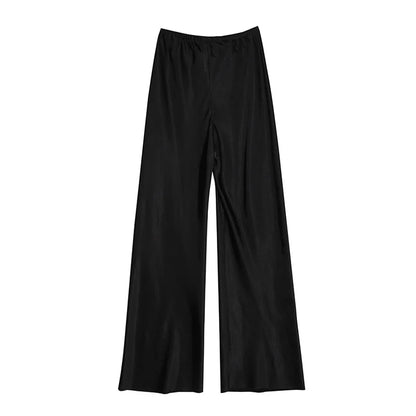 Satin Wide Leg Pants Long Floor Casual Pants Women's Summer