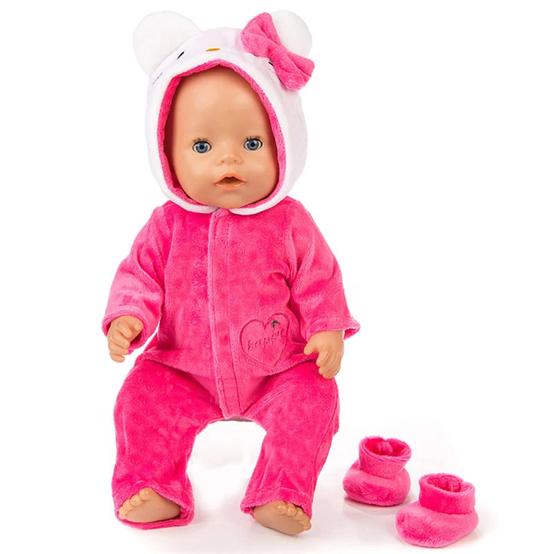 18Inch/45cm Popular American Doll Clothes Set Fit Reborn Doll Pink Blue Red Cat Clothes Pajamas Accessory Doll Clothes Girl Gift Vibrant Vaults