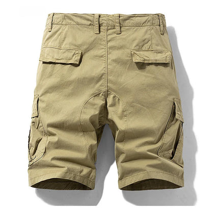 Summer Men Solid Cotton Cargo Shorts Man Casual Outdoor Beach Bermuda Short Pants Male Pockets Jogger Breathable Shorts Trousers