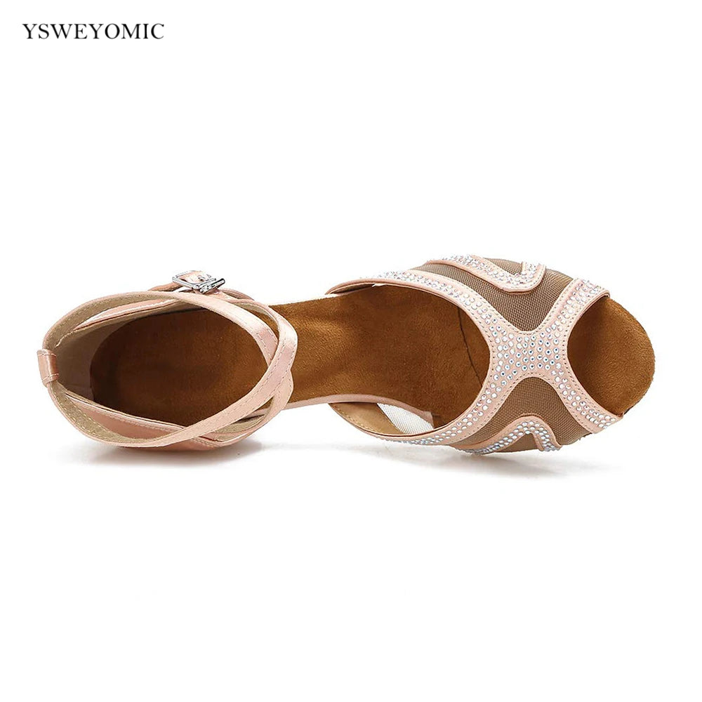 YSWEYOMICE Dance Shoes for Women Low Heel Ballroom Dance Shoes Salsa Latin Practice Dancing Shoes Cuban Heels 1.5 inch