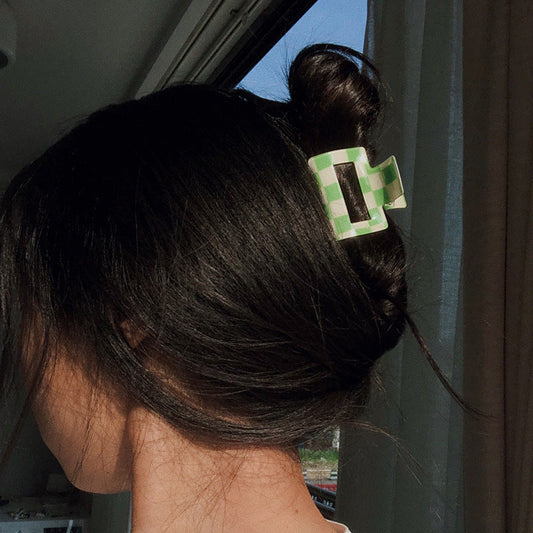Colorful Checkerboard Grab Clips All-match Hair Grasping Simple Vibrant Vaults