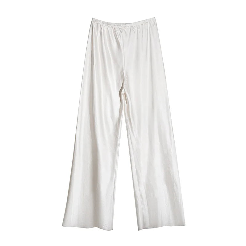 Satin Wide Leg Pants Long Floor Casual Pants Women's Summer