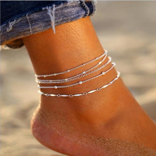 Stylish Simple And Versatile Anklets 5 Pieces Suit Combination Vibrant Vaults