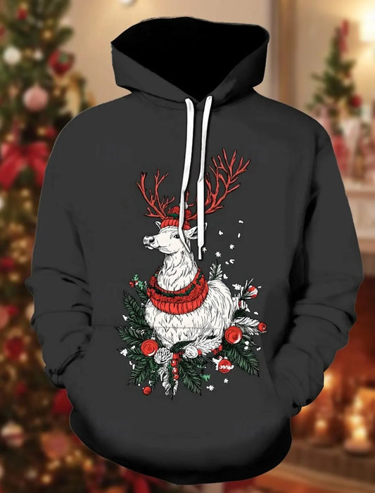 Fashion Men's Hooded Hoodies 3D Prints Santa Claus Sweatshirts Drawstring Long Sleeve Streetwear Christmas Theme Novelty Apparel