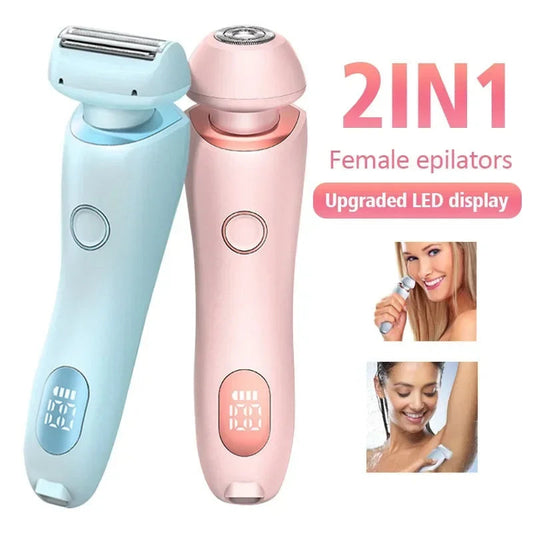 2 In 1 Hair Removal Epilator USB Rechargeable Trimmer Women Body Razor Face Leg Armpit Bikini Hand Pubic Shaver Hair Remover Vibrant Vaults