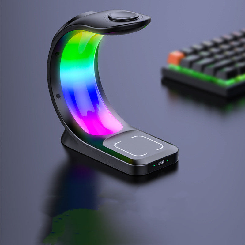 4 In 1 Magnetic Wireless Charger Fast Charging For Smart Phone Atmosphere Light Charging Station For Airpods Pro I-phone Watch Vibrant Vaults