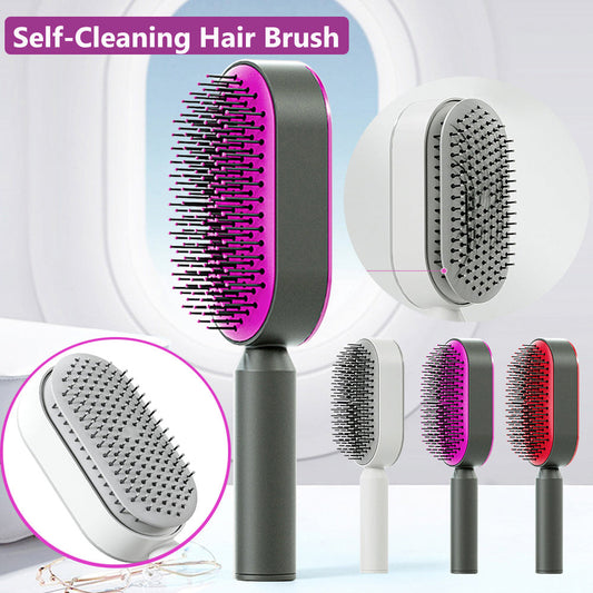 Self Cleaning Hair Brush For Women One-key Cleaning Hair Loss Airbag Massage Scalp Comb Anti-Static Hairbrush Vibrant Vaults