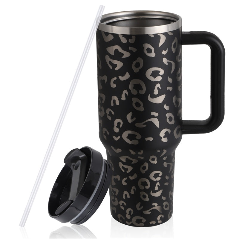 40oz Straw Coffee Mug With Handle Portable Car Stainless Steel Water Bottle Large Capacity Travel Bisphenol A Free Mug Vibrant Vaults