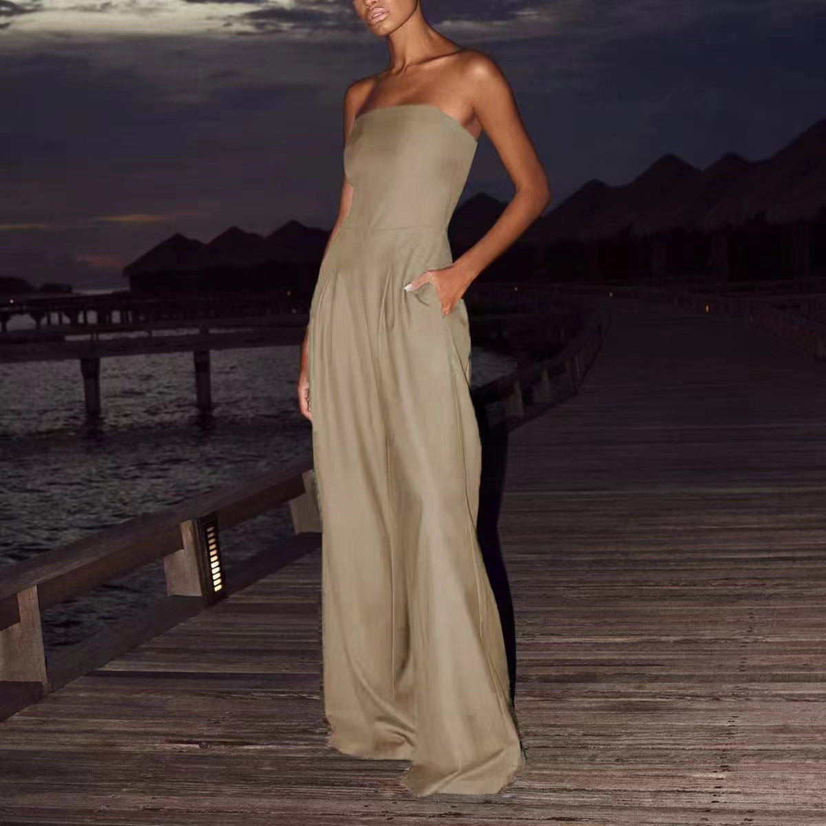 Loose Tube-top Jumpsuit Ins Fashion Backless Wide Leg Long Pants Overalls Women's Clothing Vibrant Vaults