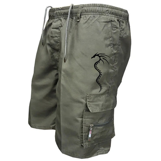 Men's Cargo Shorts Casual Tactical Shorts Fashionable Printed Dragon Camouflage Shorts Spring and Summer Men's Wear Vibrant Vaults
