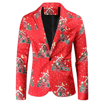 Boutique Men's S-4XL (suit + Trousers) Men's Casual and Comfortable Christmas Fashion 3D Printing Christmas Tree 2-piece Set